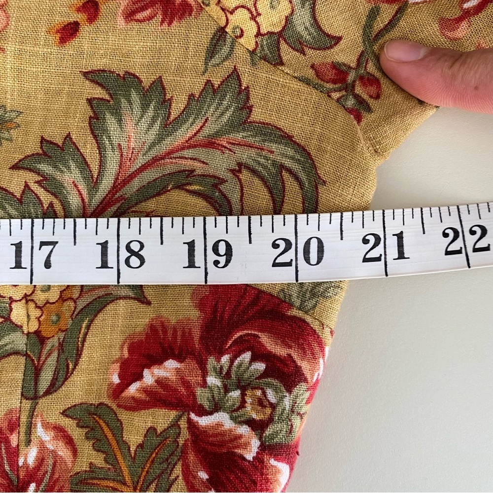 Vintage Floral Print Linen Blend Short Sleeve Button Front Maxi Dress 14 - Picture 7 of 8
